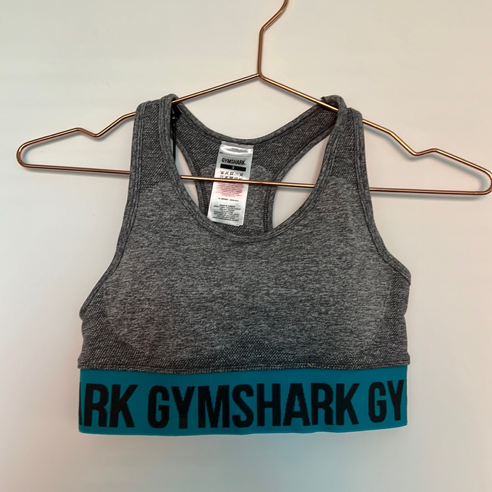 Gymshark flex sports bra gray and teal size small new with tags!